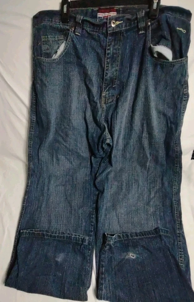 Jeans Evolution Para Hombre 40x34 Azul Denim Sueltos Grunge Hip Hop Patín Envejecido Foto 1 de 4