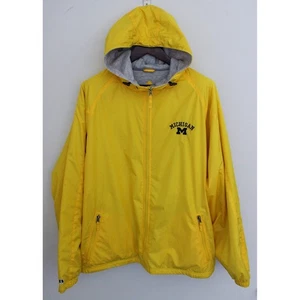 University of Michigan Holloway Hooded Rain Jacket XL Yellow Full Zip Lined - Picture 1 of 6
