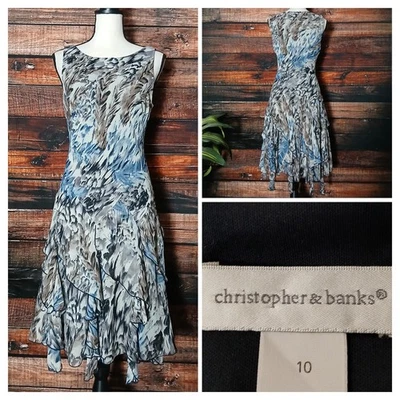 Vestido Christopher & Banks Talla 10 Acuarela Hada Flecos En Capas  Foto 1 de 4