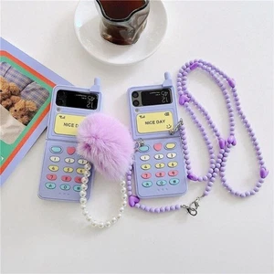 Fr Samsung Galaxy Z Flip 4 3 3D Mobile Phone Model Case Fur Bracelet Hard Cover - Picture 1 of 23