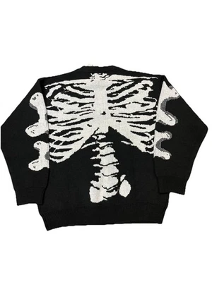 Aelfric Eden Skeleton Pattern Knit Black Sweater Pullover Mens Size M - Image 1 of 4