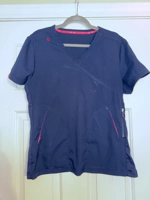 Koi Lite Navy Scrub Top Ladies Large -Good Condition~ SCRUBS~Scrub Sets SALE 💃 - Image 1 of 4