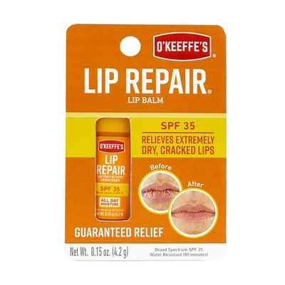 O'Keeffe's Lip Repair FPS 35, 80 minutos resistente al agua, bálsamo labial, 0,15 oz Foto 1 de 3