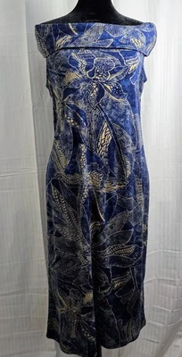 Lauren Ralph Lauren Women's M Blue Floral Print Off Shoulder Cotton Midi Dress - Image 1 of 4