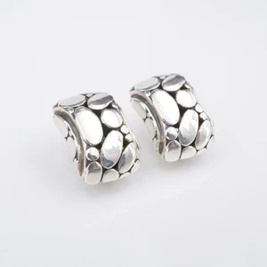 John Hardy Kali Pebble Hi-Way Earrings Huggie Sterling Silver 0.6" ES2713 - Picture 1 of 5