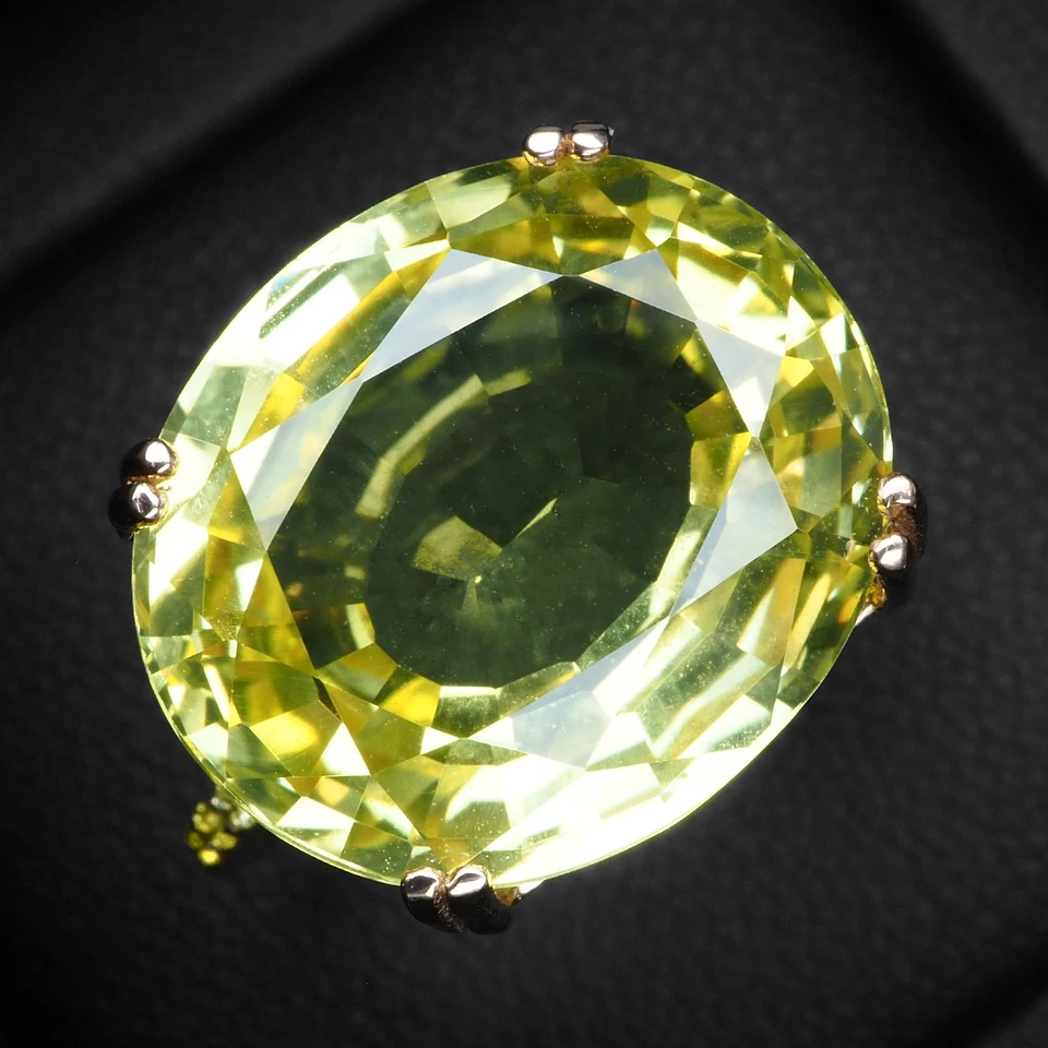 Light Yellow Tourmaline Oval 16.45Ct 925 Sterling Silver White Gold Plated Rings Foto 1 de 4