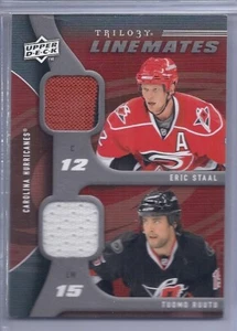 2009-10 UPPER DECK TRILOGY STAAL RUUTU UD LINEMATES JERSEY HURRICANES - Picture 1 of 2