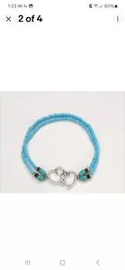 Türkis, Boho Love Herz Perlen Charm Fußkettchen, elastisch - Bild 1 von 1