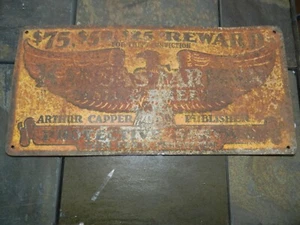 VTG 1940's 50' KANSAS RARE EMBLAZED EAGLE $75, $50, $25 REWARD Capper's Farmer - Picture 1 of 4