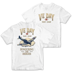 VE Day 80th Kids T Shirt Honouring The Heroes Front and Back Print Boys Girls - Picture 1 of 11