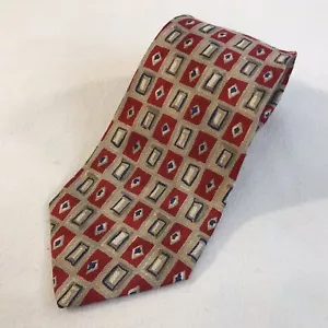 Kenneth Gordon Geometric Rectangles Mens Silk Neck Tie USA (T3) - Picture 1 of 5