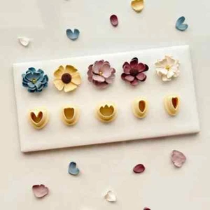 Mini Flower Petal Clay Cutter Mold Set for Polymer Jewelry Craft DIY 5pcs - Picture 1 of 6
