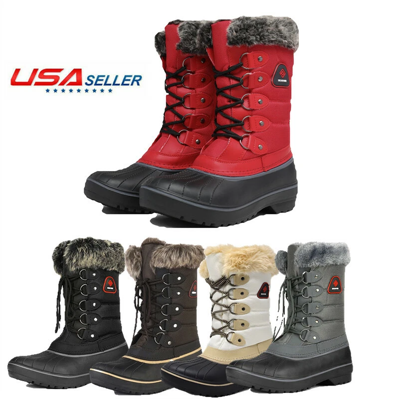 Mujeres Invierno Cálidas Imitación Piel Forradas Botas de Nieve Cremallera Impermeables Botas de Nieve Talla EE. UU. Foto 1 de 1