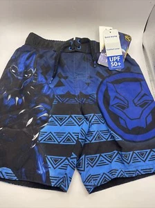 NWT Boys Marvel Avengers Blue & Black Swimsuit Board Shorts Size XS 4/5 - Picture 1 of 5