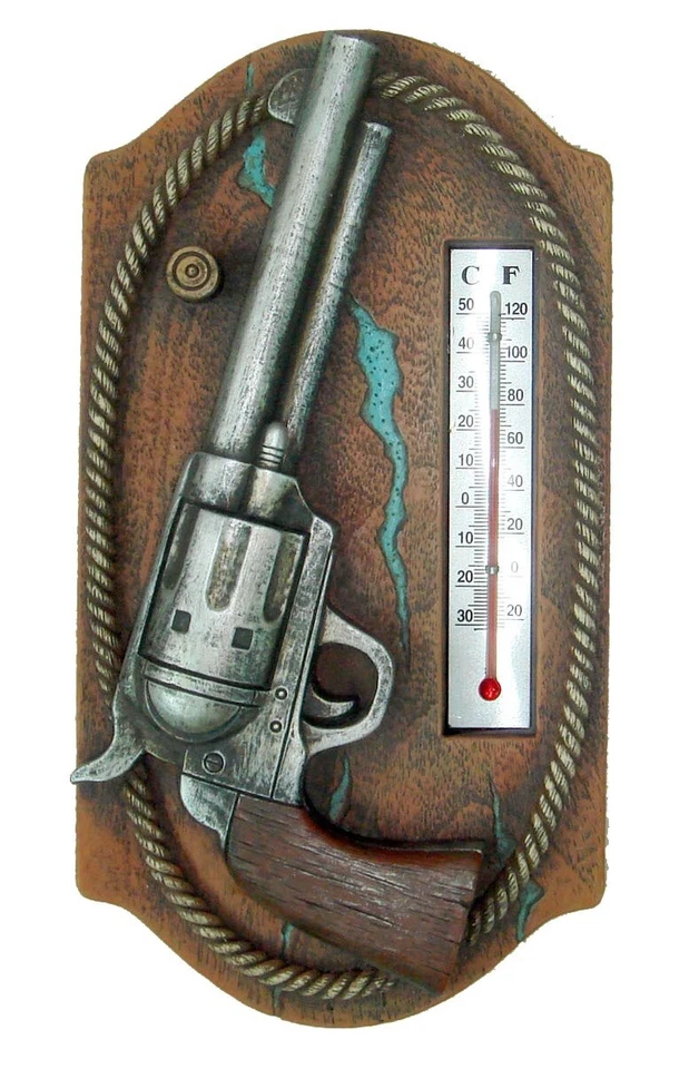 Termometro da parete Gun Western decorazione Colt pistola cowboy temperatura insegna da parete immagine - Immagine 1 di 1