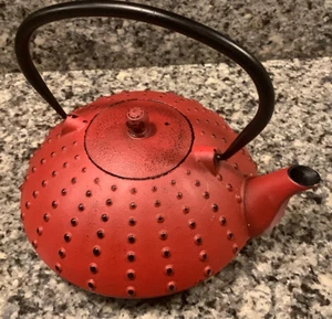 Japanese Tetsubin Cast Iron Teapot Tea Kettle Pot Red 5lbs - Picture 1 of 5