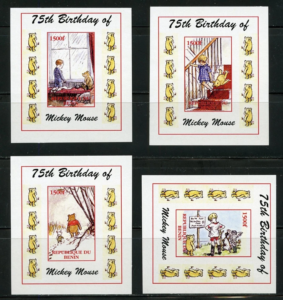 BENIN 75th ANNIVERSARY OF MICKEY MOUSE SET OF 4 SOUVENIR SHEETS MINT NH - Image 1 of 1