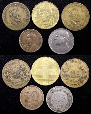 BRAZIL LOT OF 5 COINS 1924-1940 300 Reis,500 Reis, 20 Centavos  (24 812) - Image 1 of 3