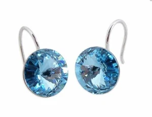 Ohrringe mit Swarovski Kristall 925-iger Sterlingsilber 10 mm, Farbwahl - Bild 1 von 7