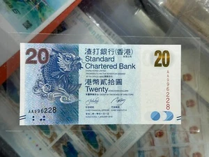 Hong Kong 2010 $20 Dollars Standard Chartered Bank  UNC Banknote #AA996228 - Picture 1 of 2