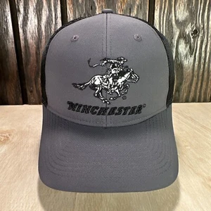 Winchester Rifles Trucker Hat Cowboy Logo Gray Black Mesh Low Profile Cap W - Picture 1 of 12