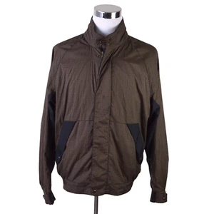 Footjoy Dryjoys Mens Windbreaker Jacket M Brown Black Houndstooth Embroidered - Picture 1 of 10