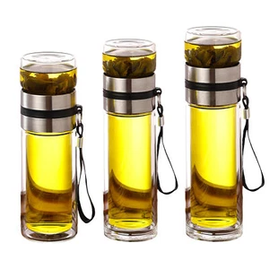 Portable Double Wall Glass Tea Infuser Home And Travel Water Separation Bottle - Picture 1 of 15