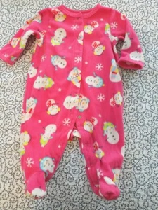Carter's Pink Sleeper with Snowmen ~ Size 6 Months - Picture 1 of 1