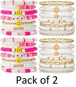 LieToi Preppy Heishi Bracelets Set Jewelry for Women Girls Teens (Pack of 2) 🔥 - Picture 1 of 5