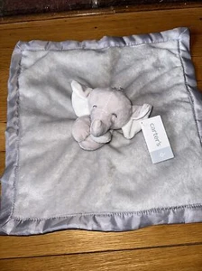 NWT Carters Elephant Lovey Security Blanket Grey Gray White Satin 2016 Rattle - Picture 1 of 11