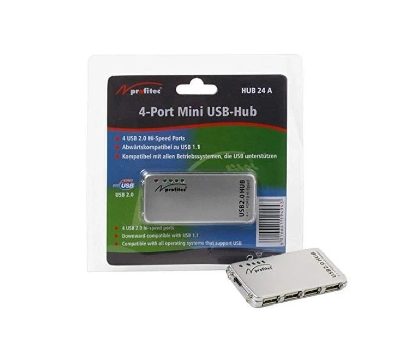 profitec Mini Hub USB 2.0 Sdoppiatore 4 Porte Cavo 60cm Display LED per Notebook - Immagine 1 di 1