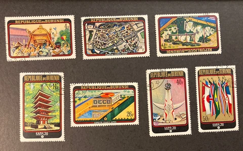 7 Burundi Stamps 1970 Full Set Osaka Japan Expo 70 #329-335 Used Cover