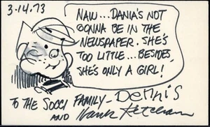 Hank Ketcham Original Dennis the Menace Sketch and Autograph - Picture 1 of 1