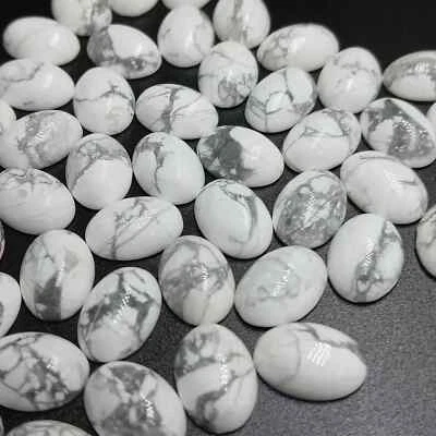 [WHOLESALE] NATURAL HOWLITE CABOCHON OVAL SHAPE LOOSE GEMSTONE - Image 1 of 4