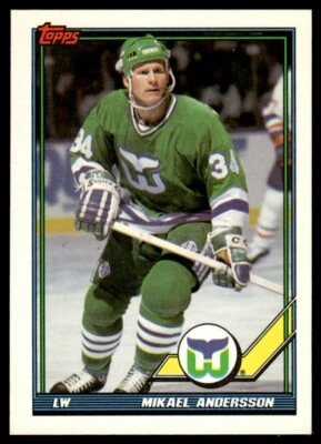 1991-92 Topps #197 Mikael Andersson Hartford Whalers - Image 1 of 2