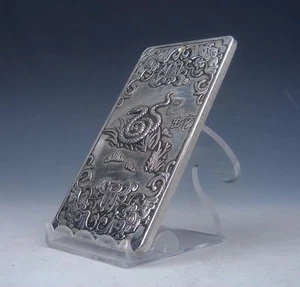 Tibetan Silver Paperweight Pendant Feng-Shui Zodiac Snake Ying-Yang Bagua 4.7OZ - Picture 1 of 6