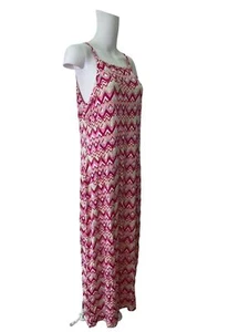 RED HERRING Dress Size Large 16 Pink Zig Zag Maxi Square Neck Womens EU44 - Picture 1 of 11