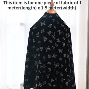 DIY Velvet Fabirc Craft Shiny Butterfly Black for Dress Cloth Sew 100 150cm Soft - Picture 1 of 7