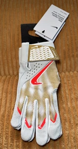 New Nike Alpha Varsity Batting Gloves Diamond Baseball Gold/Red Men's Size Small - Picture 1 of 4