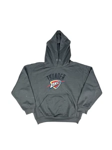 Majestic NBA OKC Thunder Kids Grey Pullover Hoodie Jacket Size Youth Medium FLAW - Picture 1 of 8