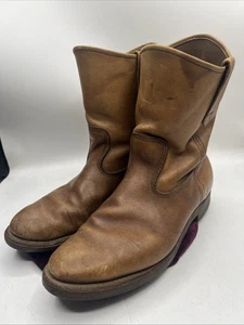 Vintage Red Wing Shoes Cork Sole Boots Sz 9 E Distressed Brown Pull On - Picture 1 of 20