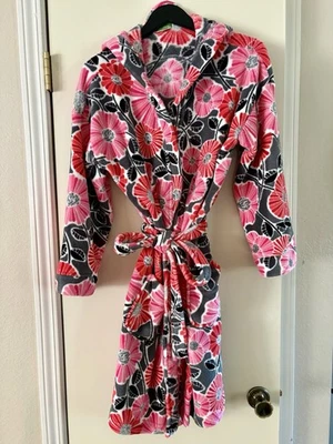 Vera Bradley Wrap Hooded Robe Floral Long Sleeves Short Pockets Belt Cozy Pretty - Image 1 of 4