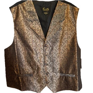 Scully Western Vest Mens Formal Lined paisley design Polyester 3XL - Picture 1 of 6