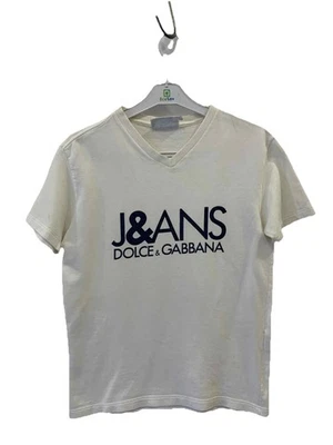 Dolce & Gabbana Jeans Blanco Cuello en V Logo Camiseta Para Hombre Talla L Calce Ajustado #32 Foto 1 de 4