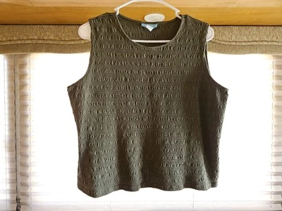 Женская рубашка Jennifer Moore большой оливковый зеленый поцарапанный хлопок базовый эластичный топ - Изображение 1 из 4