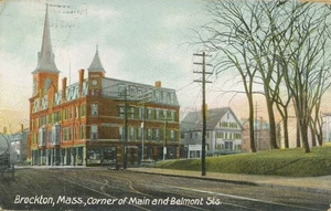 Brockton Main and Belmont Corner Streets 1910 MA - Bild 1 von 2