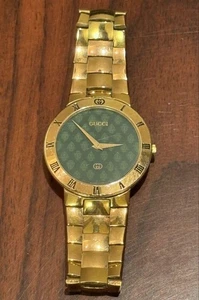 Reloj Pulsera Hombre GUCCI 3300M Cuadrante Verde Analógico Cuarzo Artículo de Trabajo - Imagen 1 de 7