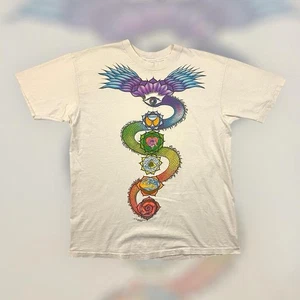 VTG 80s Hanes Health Harvest Chakra Fractal T Shirt Adult XL White Faded Rare - Picture 1 of 8