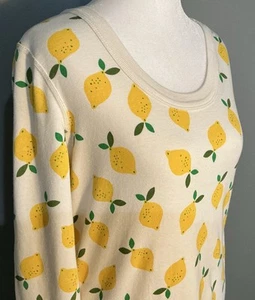 Hanna Andersson Lemonade Lemon Print Long John Pajama Top Women’s Large - Picture 1 of 4