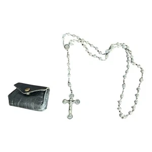 Vintage Authentic CREED Rosary Crucifix Necklace Solid Sterling Silver Beads - Picture 1 of 8